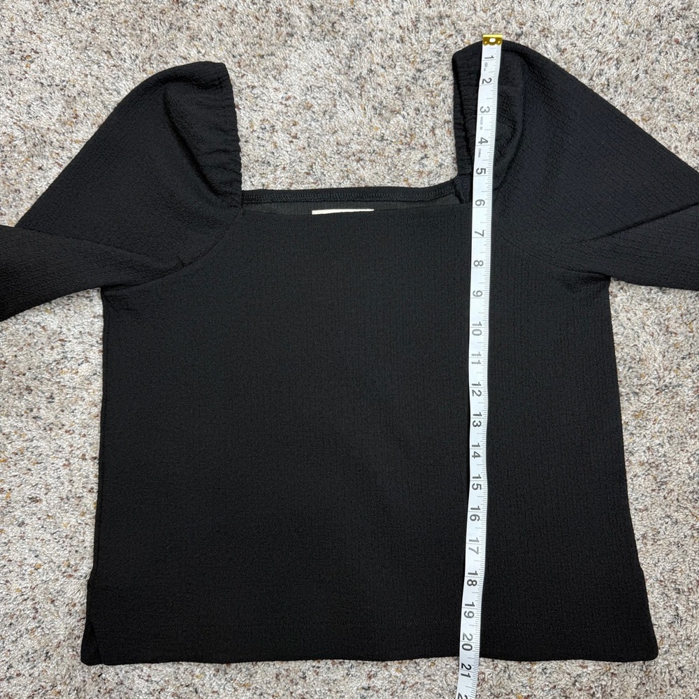 Madewell Crepe Square Neck Puff Sleeve Top True Black Extra Small XS AI514 - Picture 9 of 9